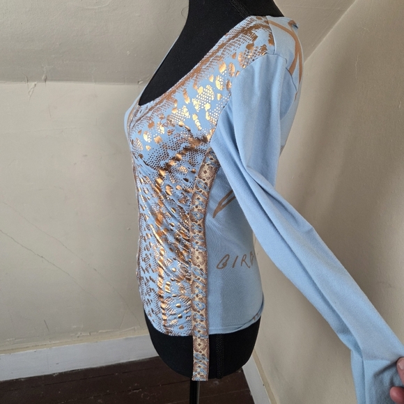 Le Jean De Marithe+Francois Girbaud Blue/Gold Stretch Top Size S?(no tag size) - Picture 3 of 11